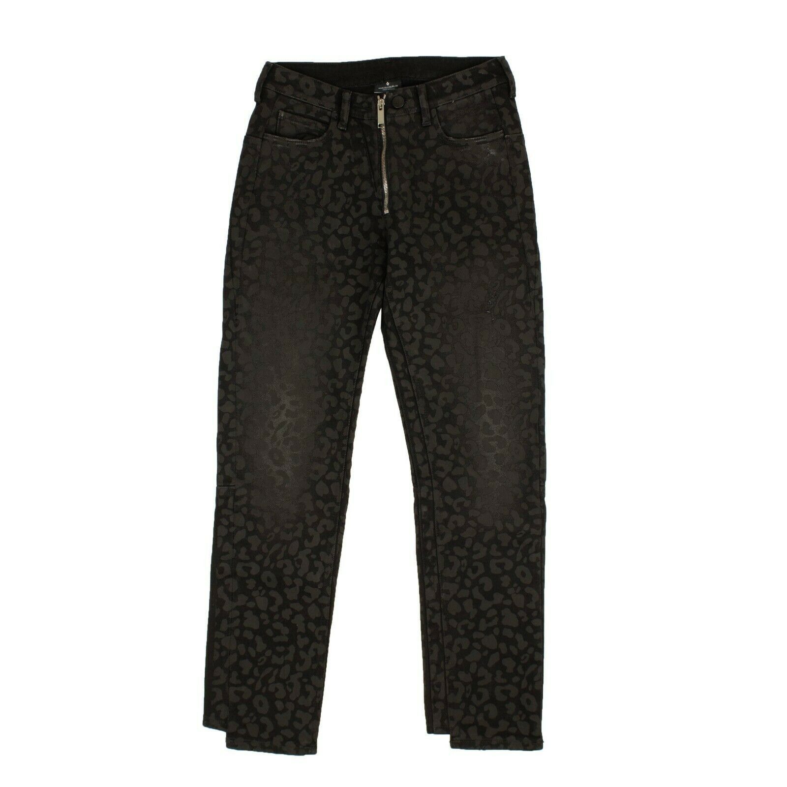 image of Marcelo Burlon Black Leopard Print Jeans Size 26, Men's