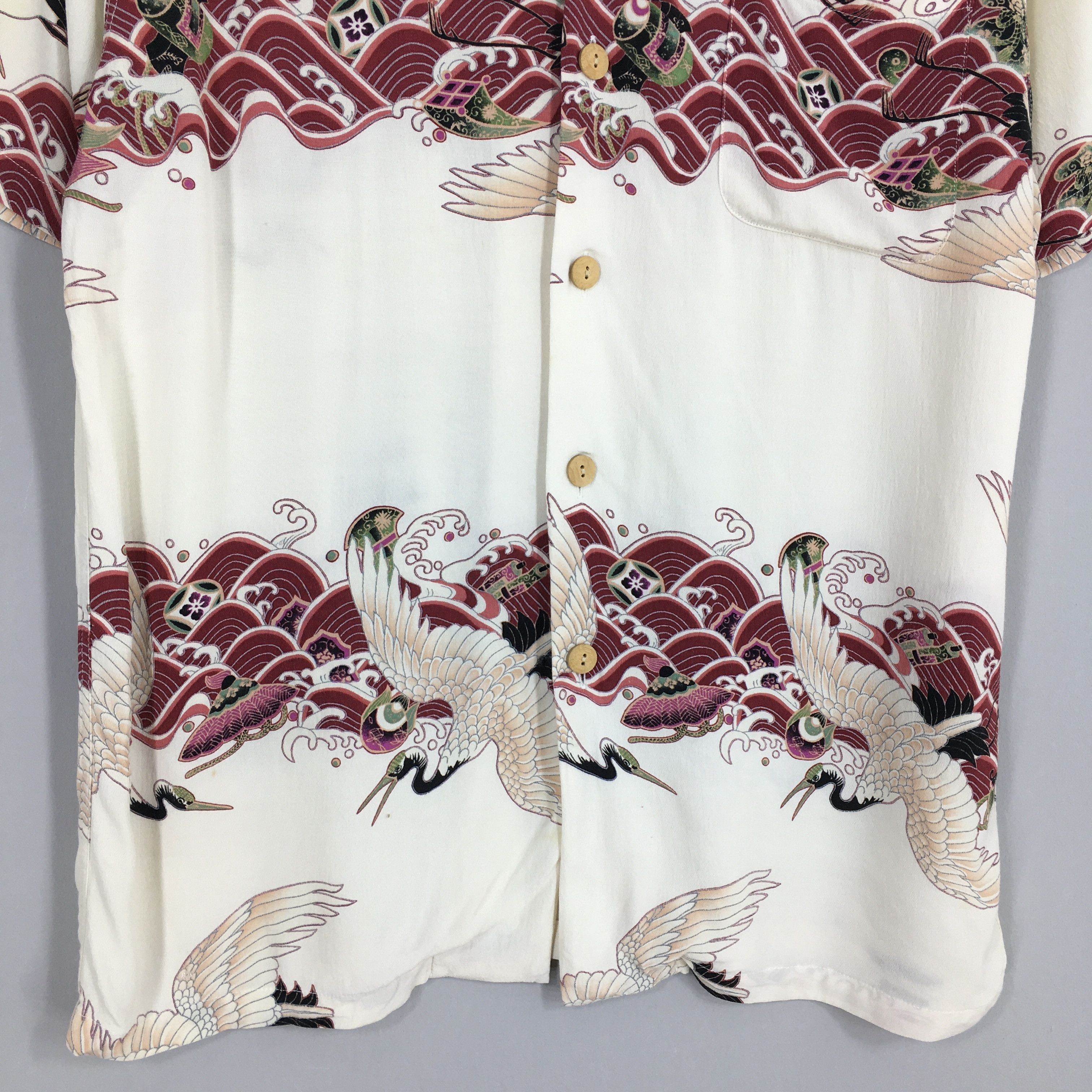 Japanese Brand Vtg Oniwa Soto Hawaiian Japanese Phoenix Bird Rayon Shirt Size US M / EU 48-50 / 2 - 4 Thumbnail