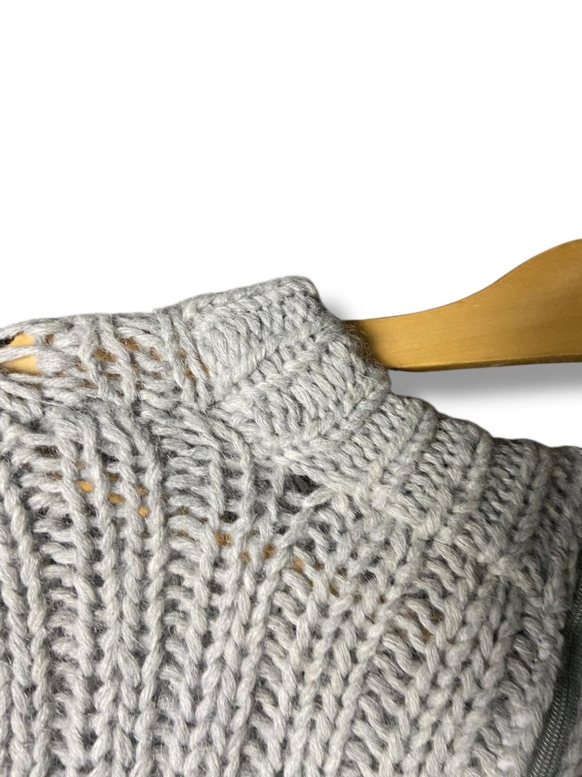 Japanese Brand Diagram Grace Cable Knit Sweaters with Fringes Sleeves (165) Size L / US 10 / IT 46 - 6 Thumbnail