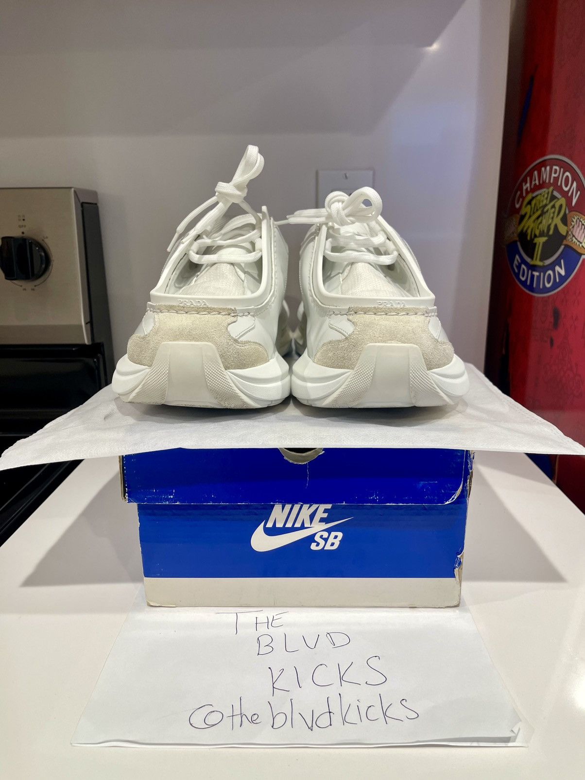 Prada Prada Systeme Brushed Leather Sneaker “White” Size US 10.5 / EU 43-44 - 5 Thumbnail