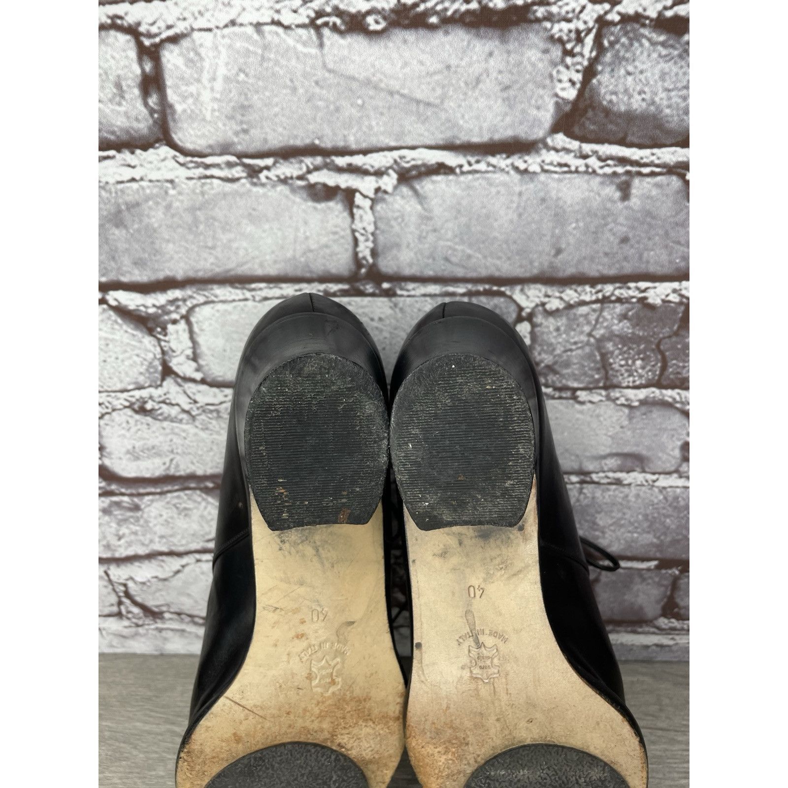 Other Donn Adriana Black Leather Lace Up Oxford Heel Shoes Women S Size US 9.5 / IT 39.5 - 9 Thumbnail