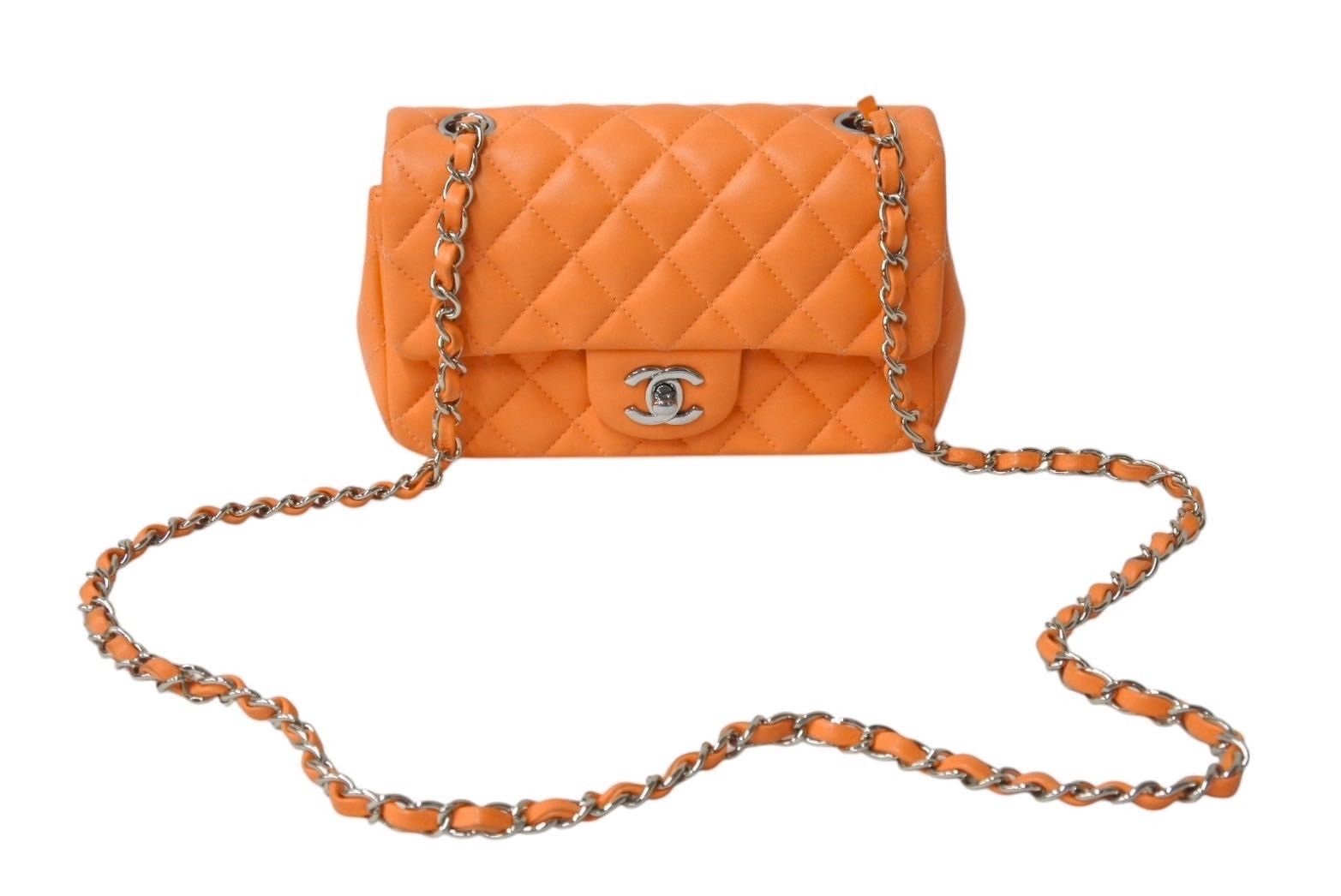 Chanel Horizontal Shoulder Bag Mini Matelasse in Orange, Men's