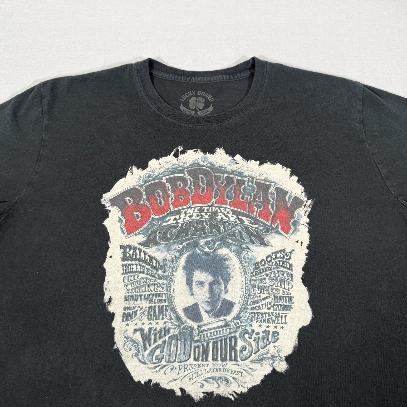 Lucky Brand Lucky Brand Shirt Men 2XL Black Bob Dylan Folk Music Band Tee Times Are Changing Shirt Size US XXL / EU 58 / 5 - 2 Thumbnail