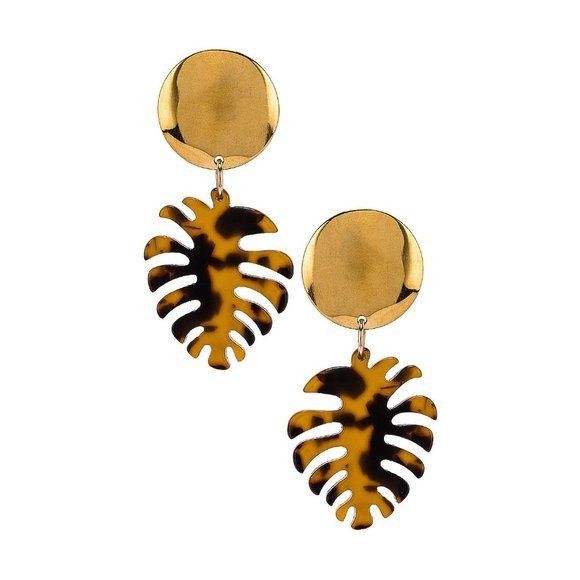 REVOLVE Paradigm Copa Cabana Dark Tortoise Shell & Gold Filled Earri Size ONE SIZE - 1 Thumbnail