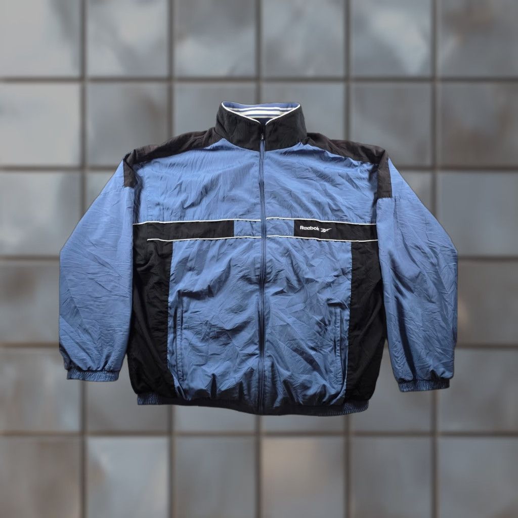 Reebok VINTAGE Reebok Track Jacket Mens L Blue Black Windbreaker Full Zip White Pockets Zipped Pockets Casual Activewear Size US L / EU 52-54 / 3 - 1 Thumbnail
