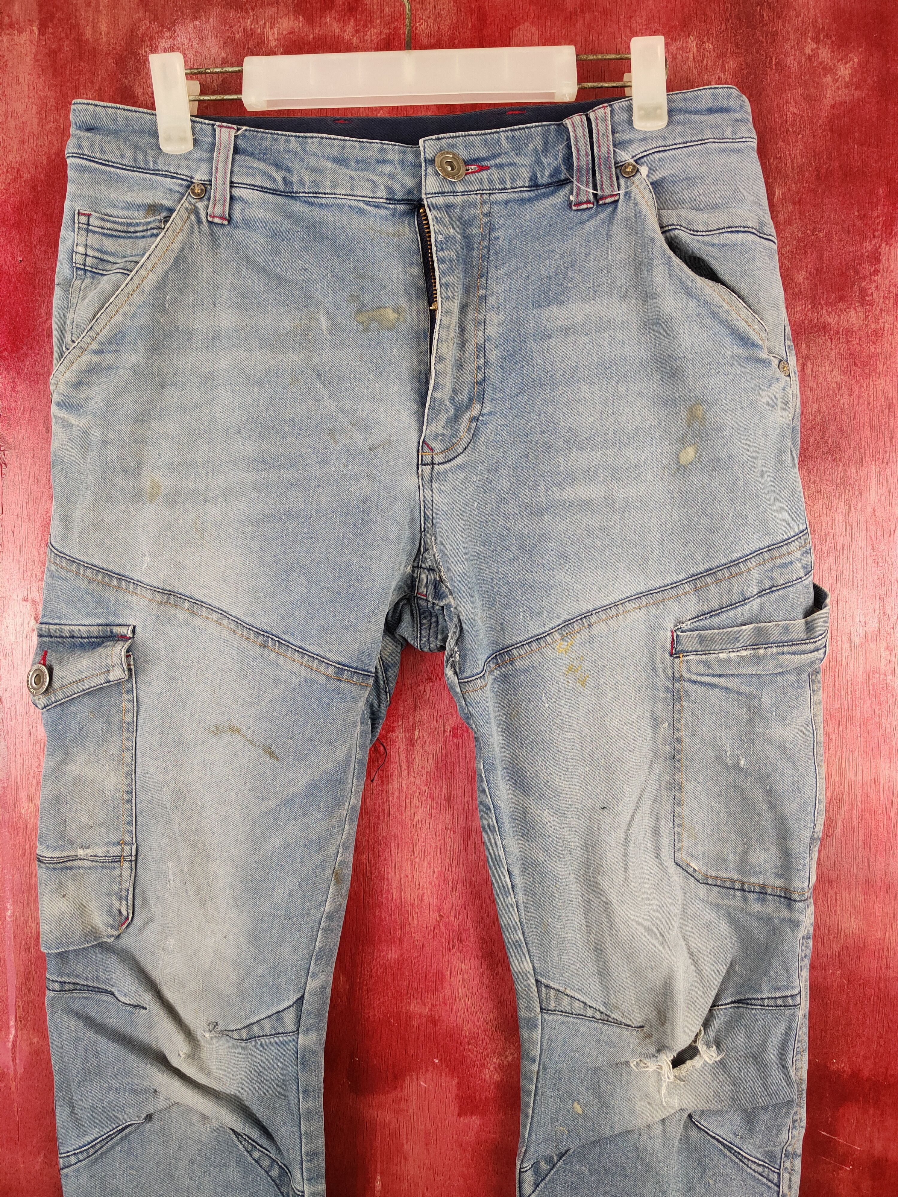Japanese Brand FieldCore Blue Faded Distressed Ripped Jeans #S2018 Size US 33 - 2 Thumbnail