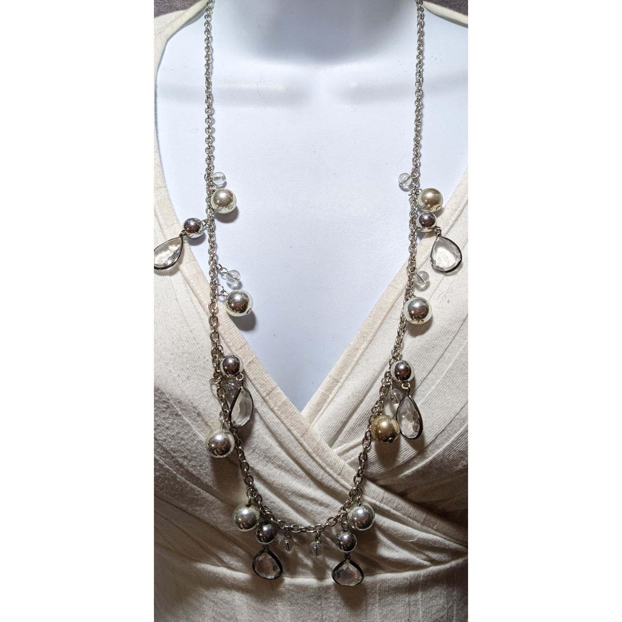 Other Silver Gemmed Teardrop Charm Necklace Size ONE SIZE - 5 Thumbnail