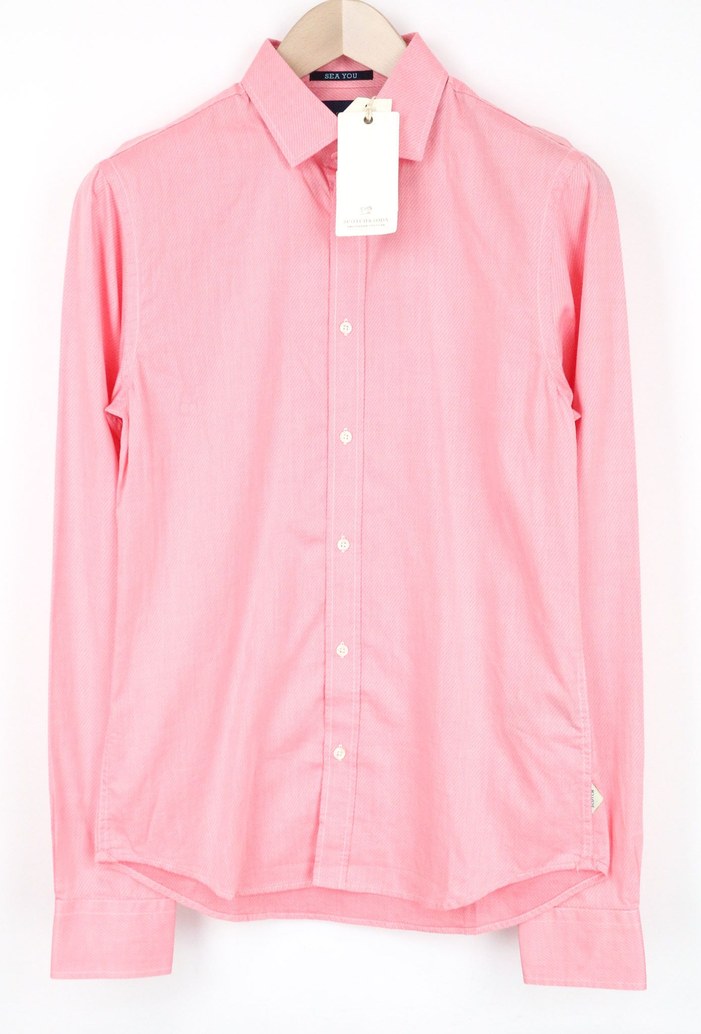 Scotch & Soda AMS COUTURE S Pink Cotton Slim Long Sleeve Shirt 74469 Size US S / EU 44-46 / 1 - 1 Thumbnail