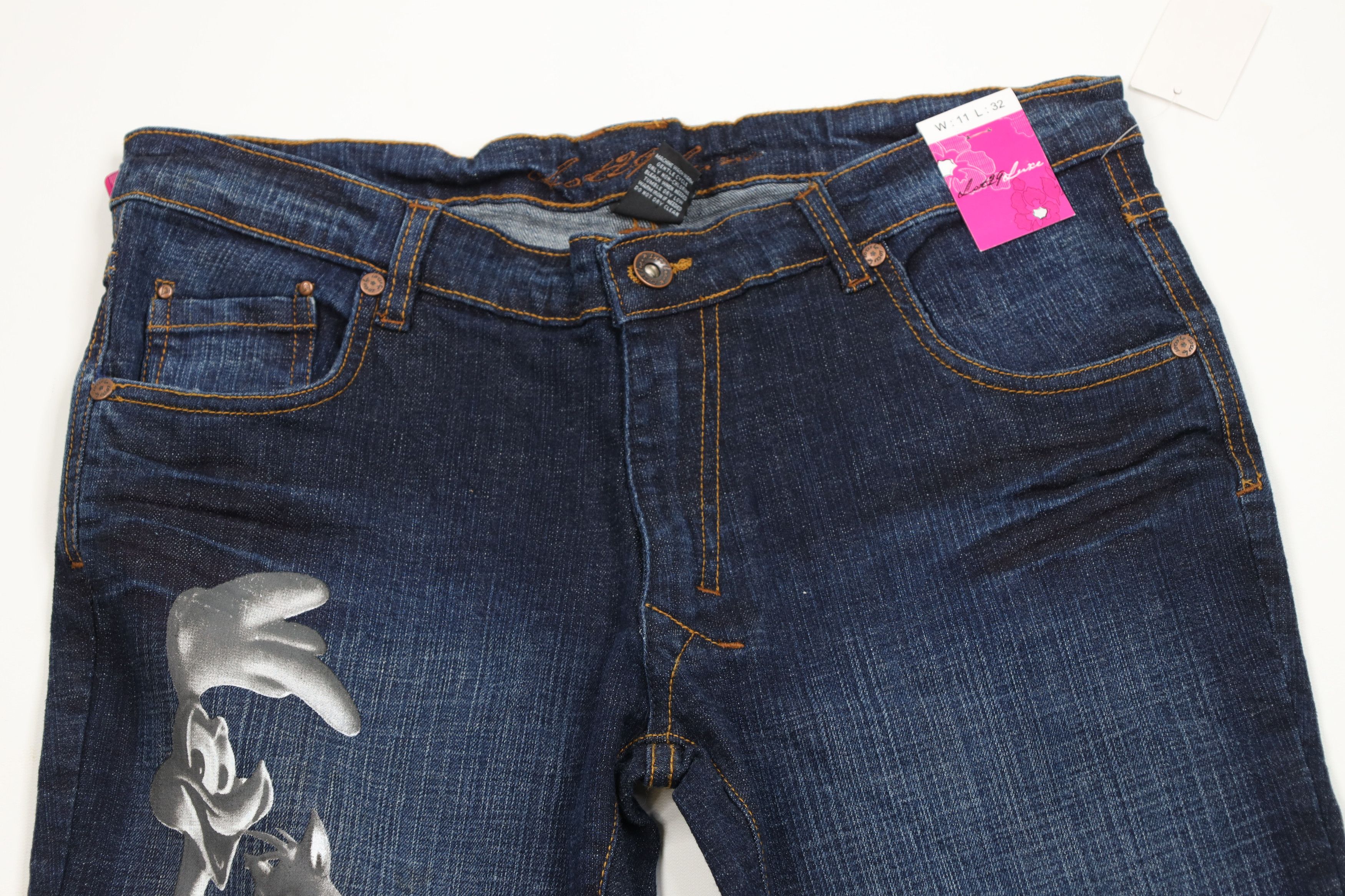 Vintage NOS Vintage Y2K Lot 29 Looney Tunes Wide Leg Jeans Blue Size 32" / US 10 / IT 46 - 2 Thumbnail