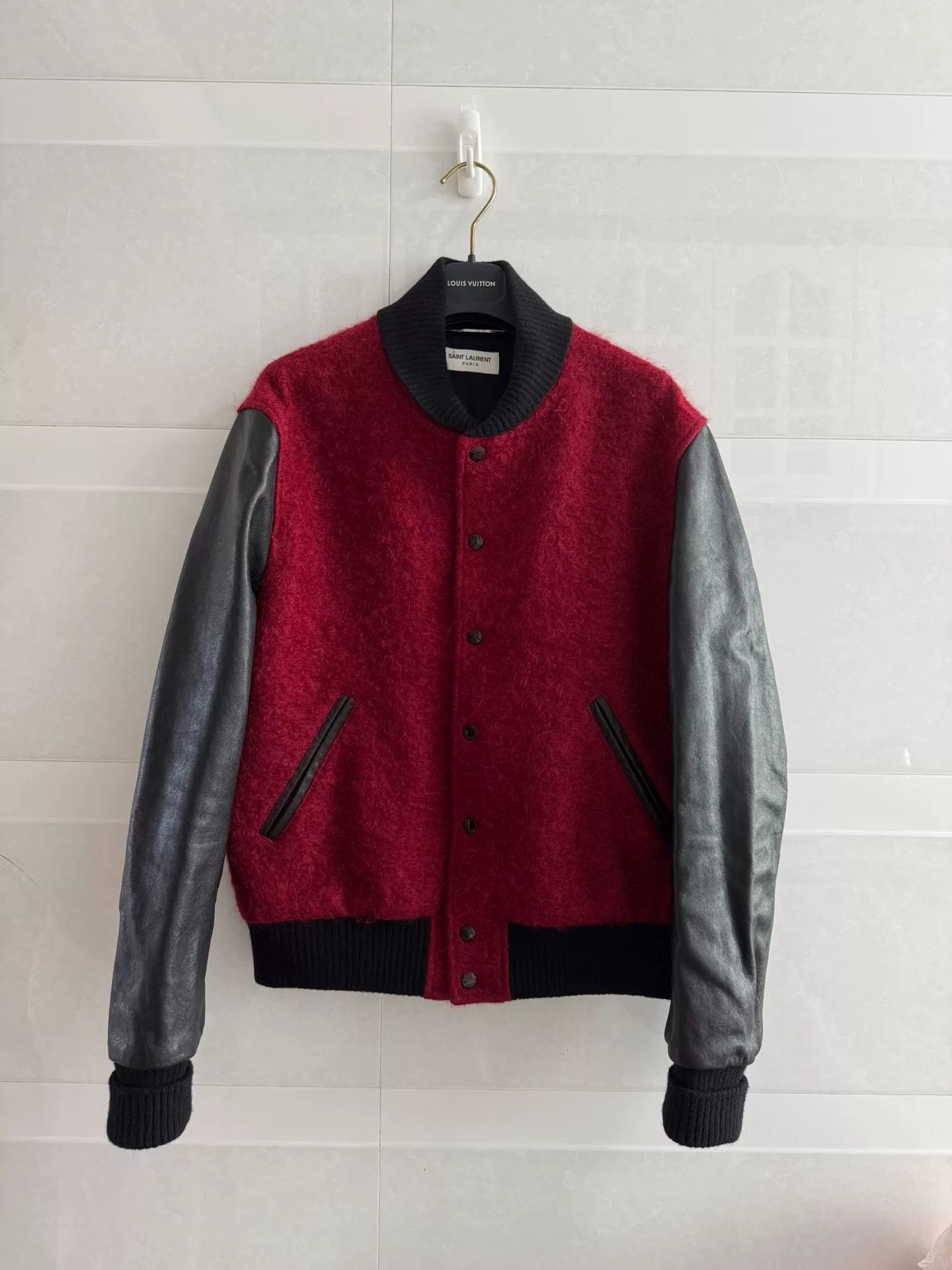 Saint Laurent Paris Saint Laurent Red Black Leather Sleeve Jacket Size US S / EU 44-46 / 1 - 1 Thumbnail