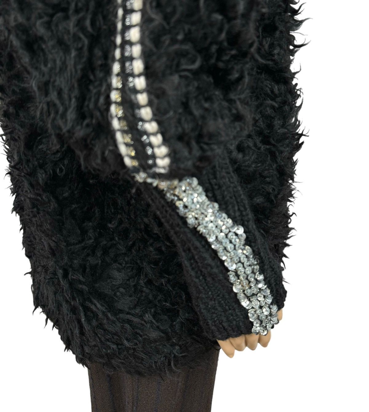 Designer Maria Grazia Severi Faux Fur Coat Sequin Decorated size 42 Size M / US 6-8 / IT 42-44 - 6 Thumbnail