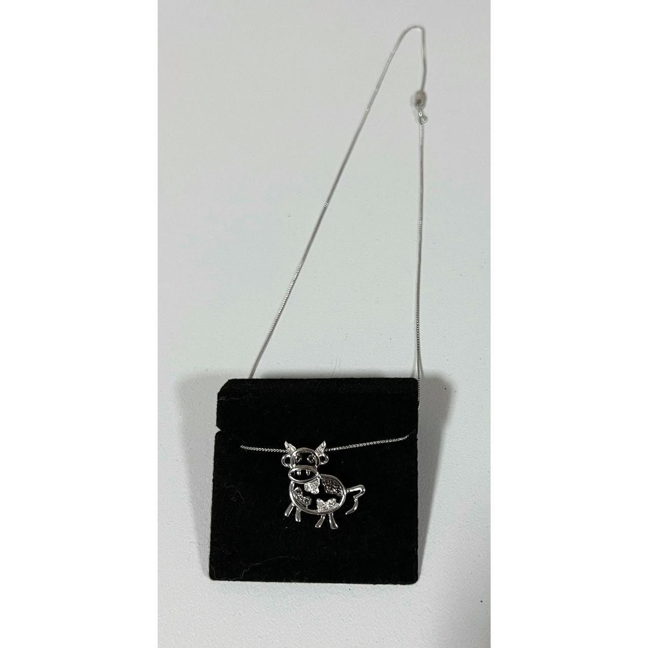 Designer × Jewelry × Vintage Kay Jewelers Sterling Silver Diamond Cow Necklace Jewelry 🐄 Size ONE SIZE - 3 Thumbnail