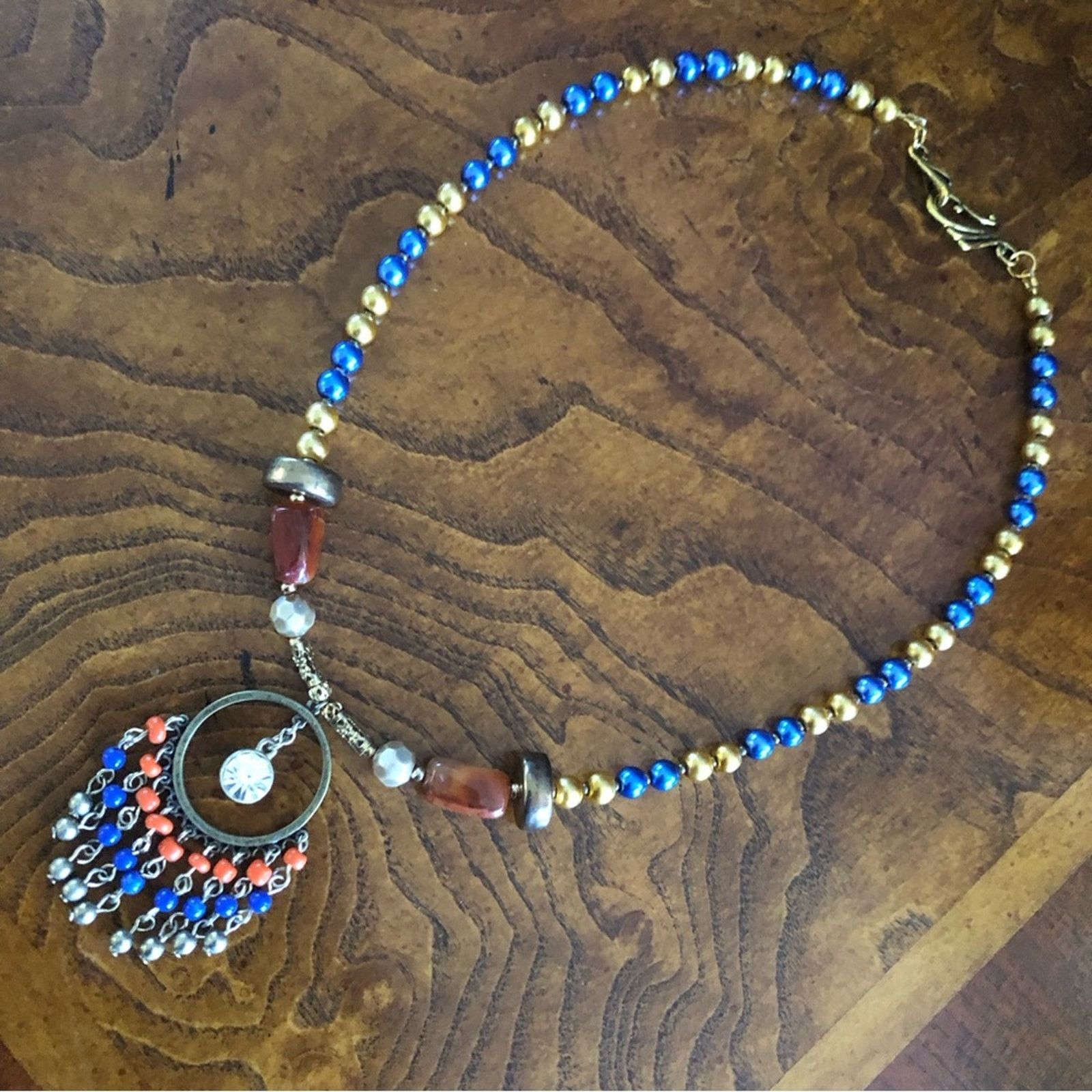 Handmade Handcrafted repurpose glass bead fringe Pearl necklace Size ONE SIZE - 9 Thumbnail