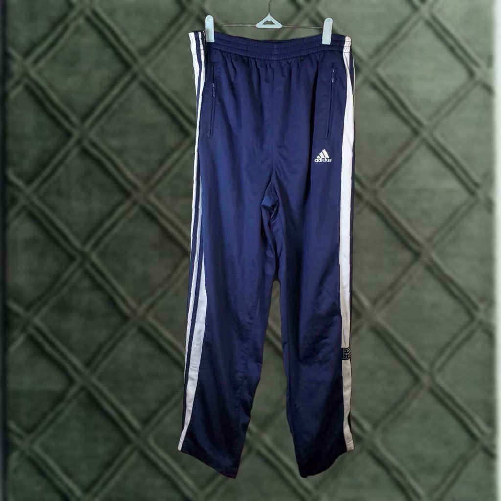Adidas VINTAGE Adidas Tear Away Pants Men L Blue Track Pants Adults Tear Away Warm Up Size US 33 - 1 Thumbnail