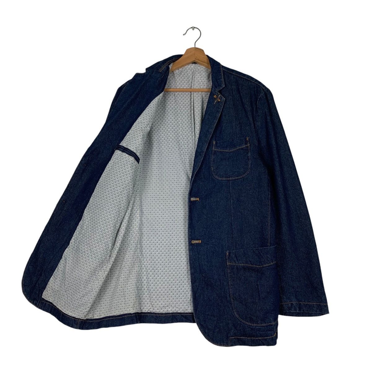 Japanese Brand OUT DOOR Work Casual Blue Denim Jacket #1297-C58 Size US XXL / EU 58 / 5 - 9 Thumbnail