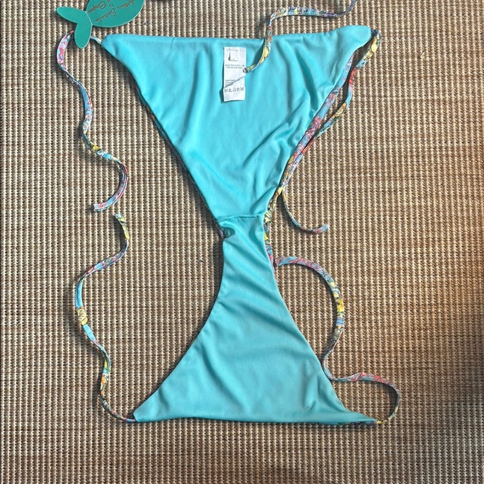 Other NWT Antica Sartoria Positano Blue Floral String Tie Bikini L Size ONE SIZE - 6 Thumbnail