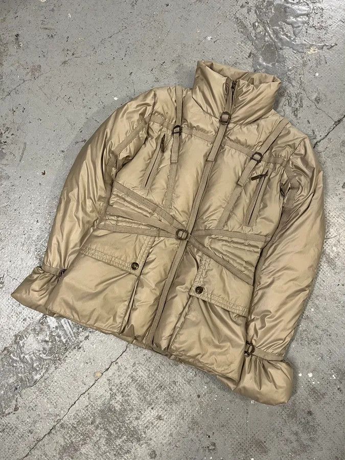 Roberto Cavalli × Vintage 2000s Cavalli Beige Harness Puffer Bondage Jacket Size S / US 4 / IT 40 - 5 Thumbnail