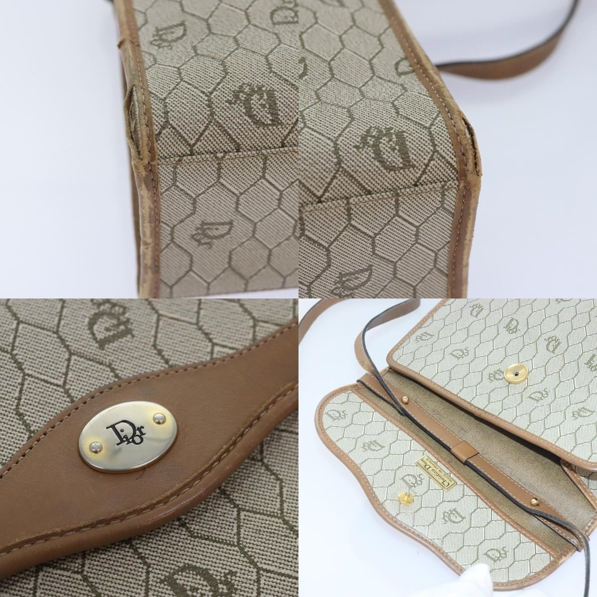 Dior DIOR Honeycomb Canvas Bag Pvc Leather Beige Gold Size ONE SIZE - 11 Thumbnail