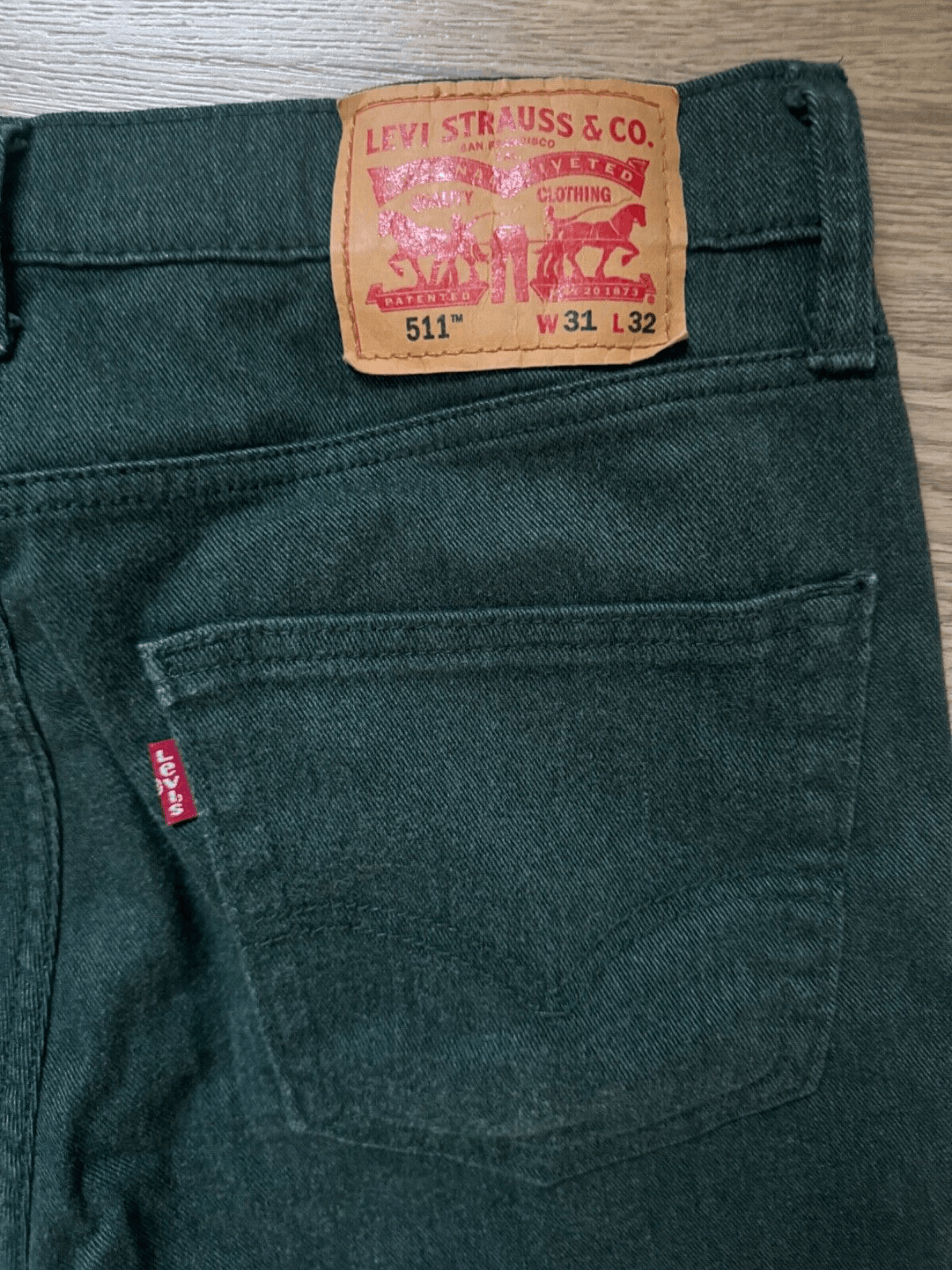 Levi's Levi's 511 Jeans Straight Leg Men's 31x32 Green Dark Stretch Size US 31 - 3 Thumbnail