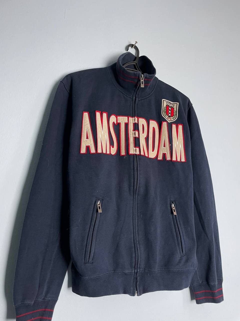 Vintage Amsterdam Crest Embroidered Logo Sweater Track Jacket Navy Size US XL / EU 56 / 4 - 2 Thumbnail