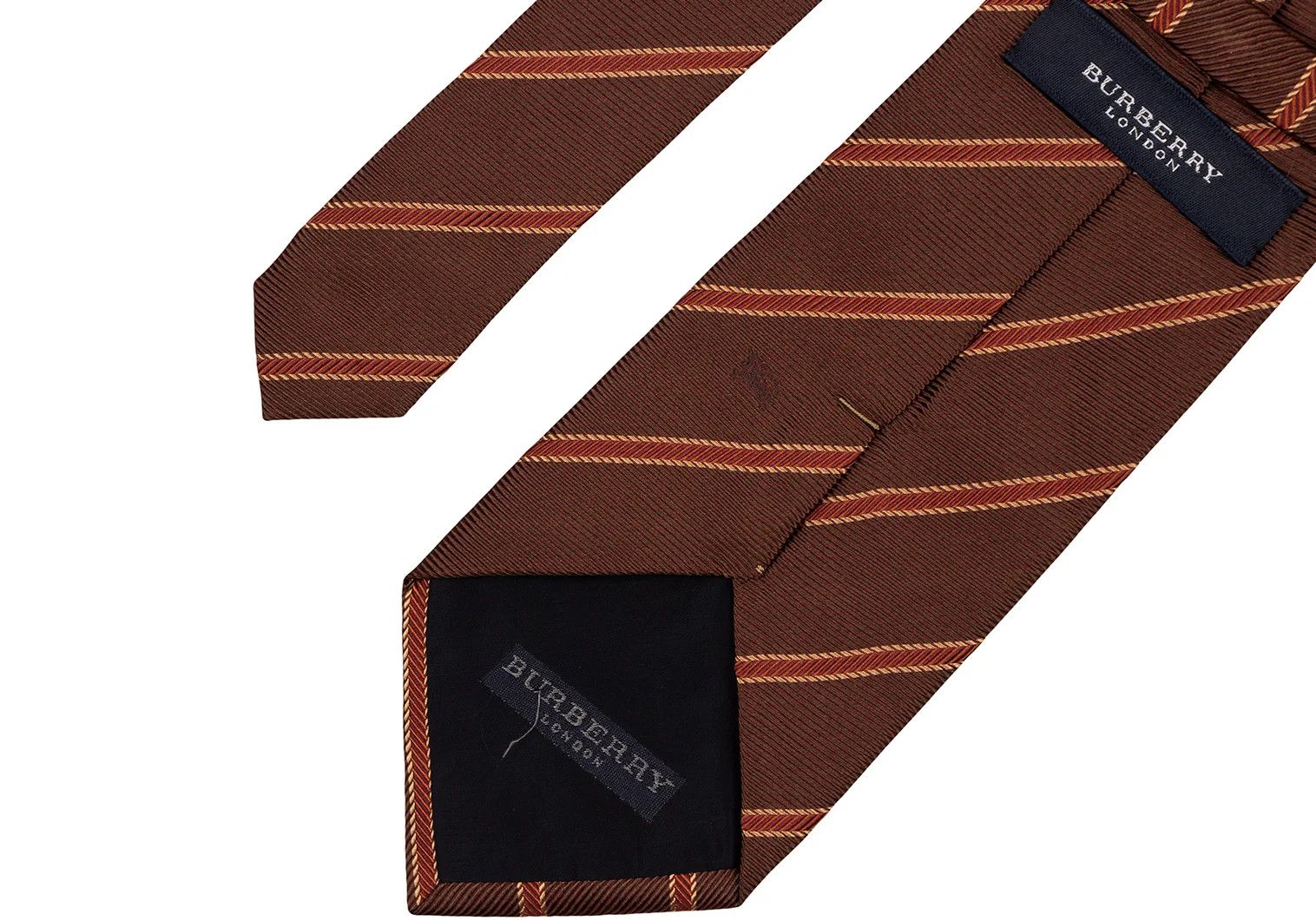Burberry Regimental Silk Tie with Horse Embroidery in Brown Size ONE SIZE - 6 Thumbnail