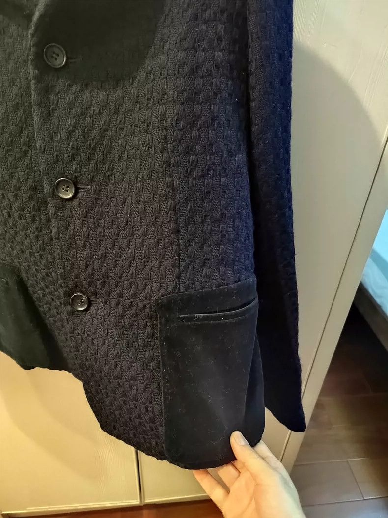 Comme des Garcons Comme Des Garcons Navy Blue Velvet Wool Patchwork Jacket Size S / US 4 / IT 40 - 3 Thumbnail