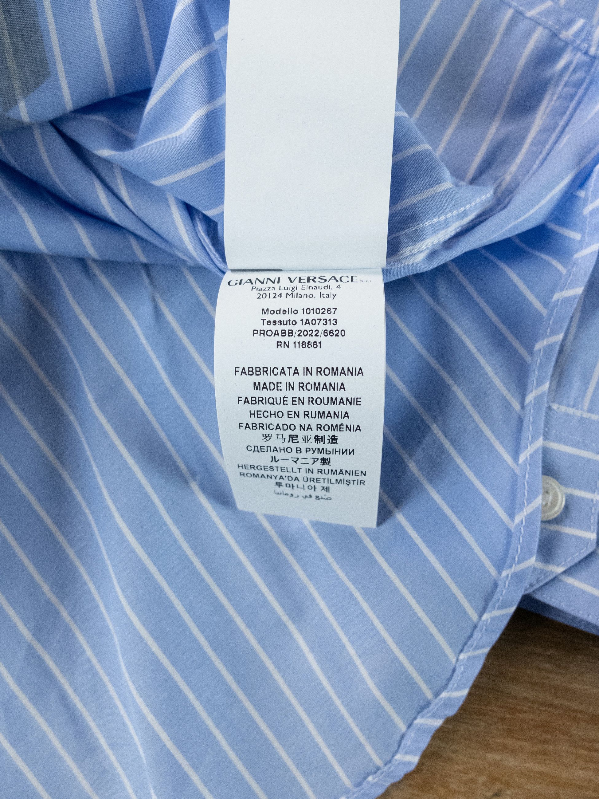 Versace VERSACE La Greca blue striped shirt Size 41 / Large Size US L / EU 52-54 / 3 - 10 Thumbnail
