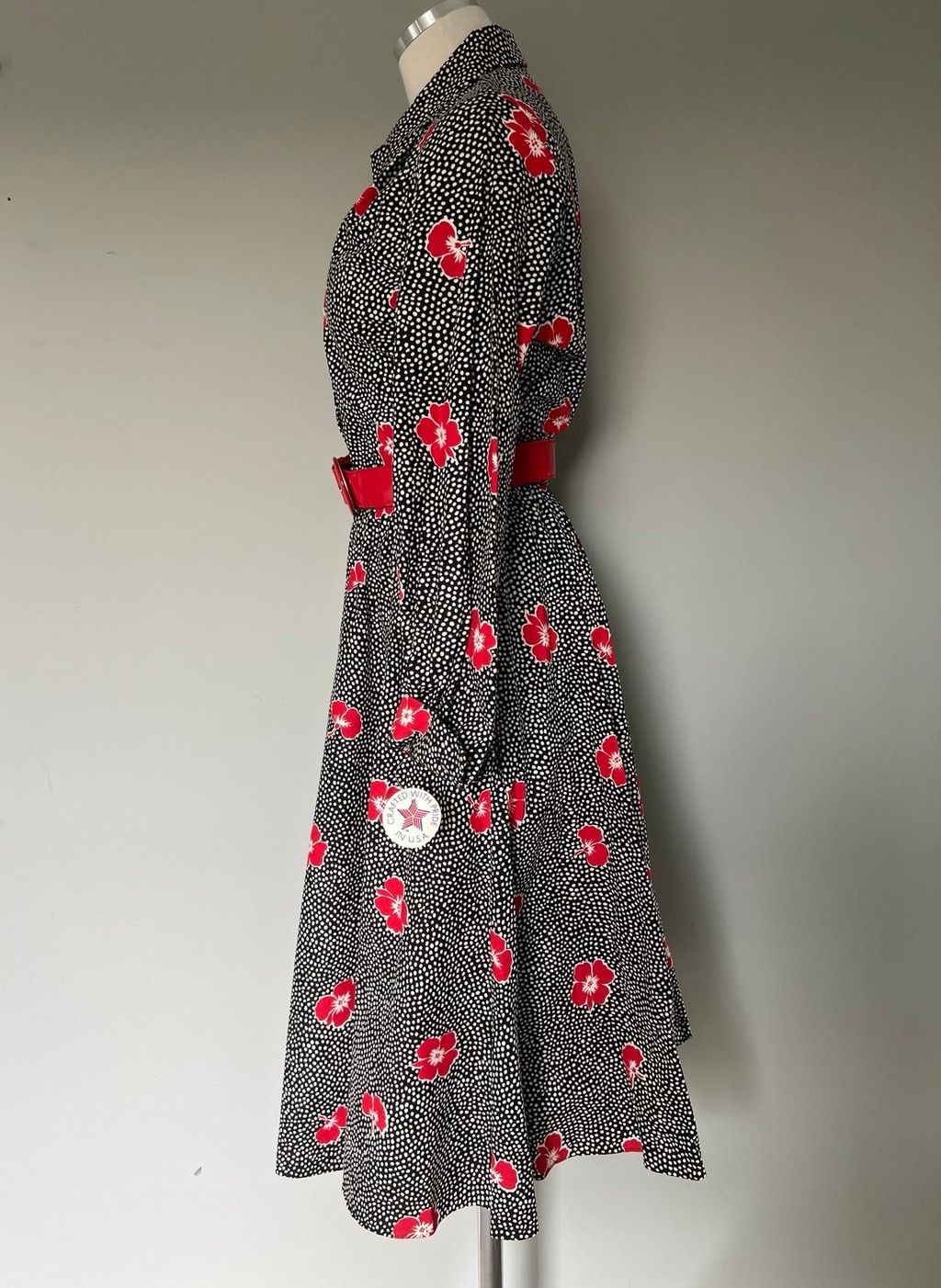 Vintage BNWT 1980s Deadstock Vintage Polka Dot Red Poppy Dress +Belt Size L / US 10 / IT 46 - 6 Thumbnail