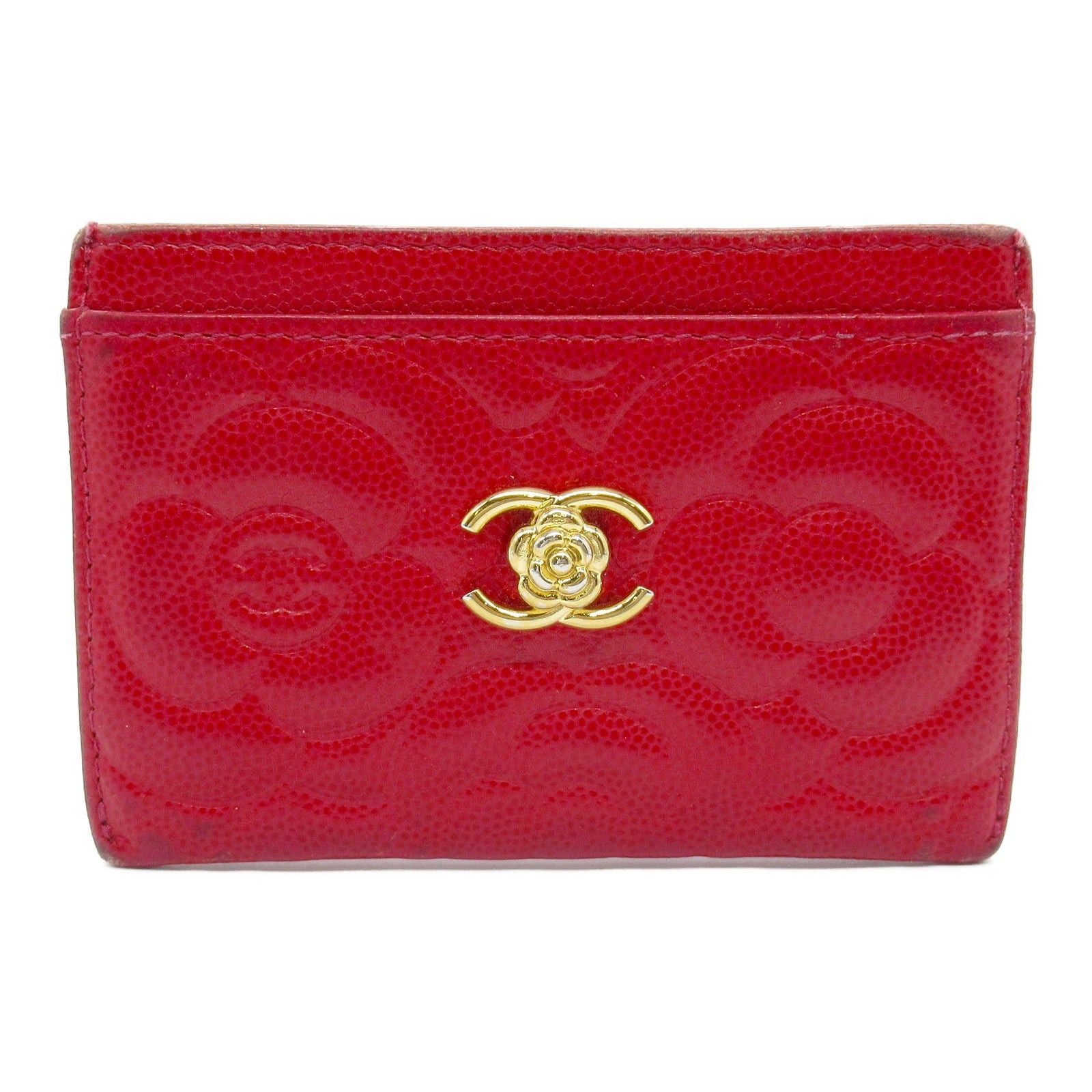 Chanel Chanel Camellia Card Case Leather Red Gold Hardware Size ONE SIZE - 1 Thumbnail