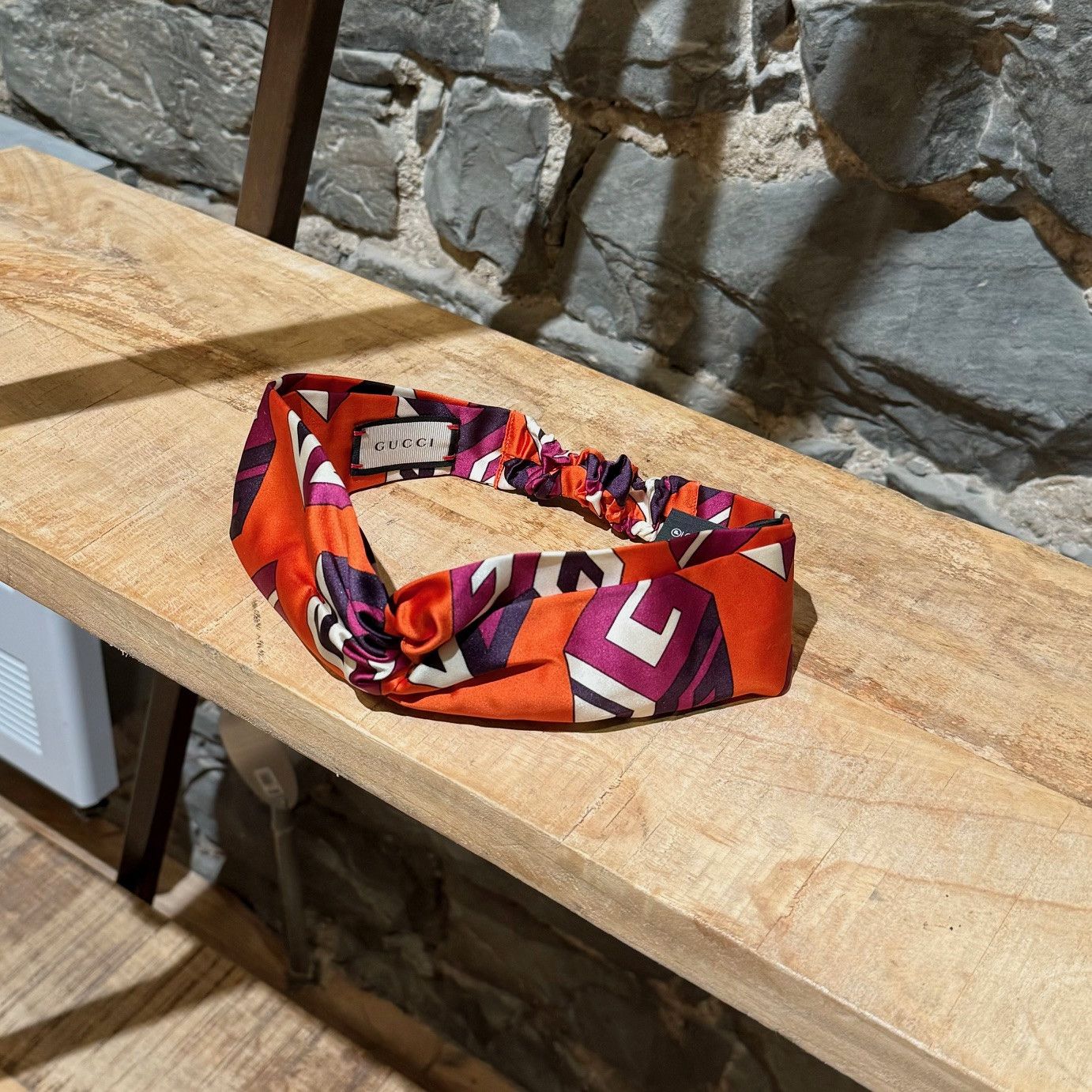 Gucci Gucci Orange Silk G Cube Silk Headband Size ONE SIZE - 1 Thumbnail