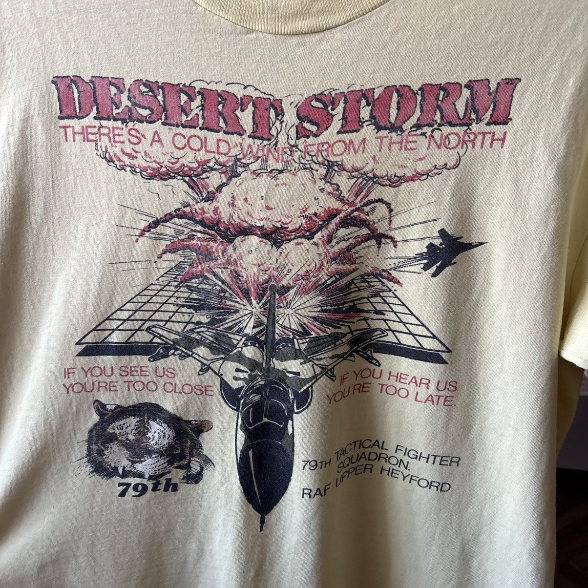 20471120 Vintage 80’s DESERT STORM 79th Tactical Fighter Squadron Tee Size US L / EU 52-54 / 3 - 3 Thumbnail