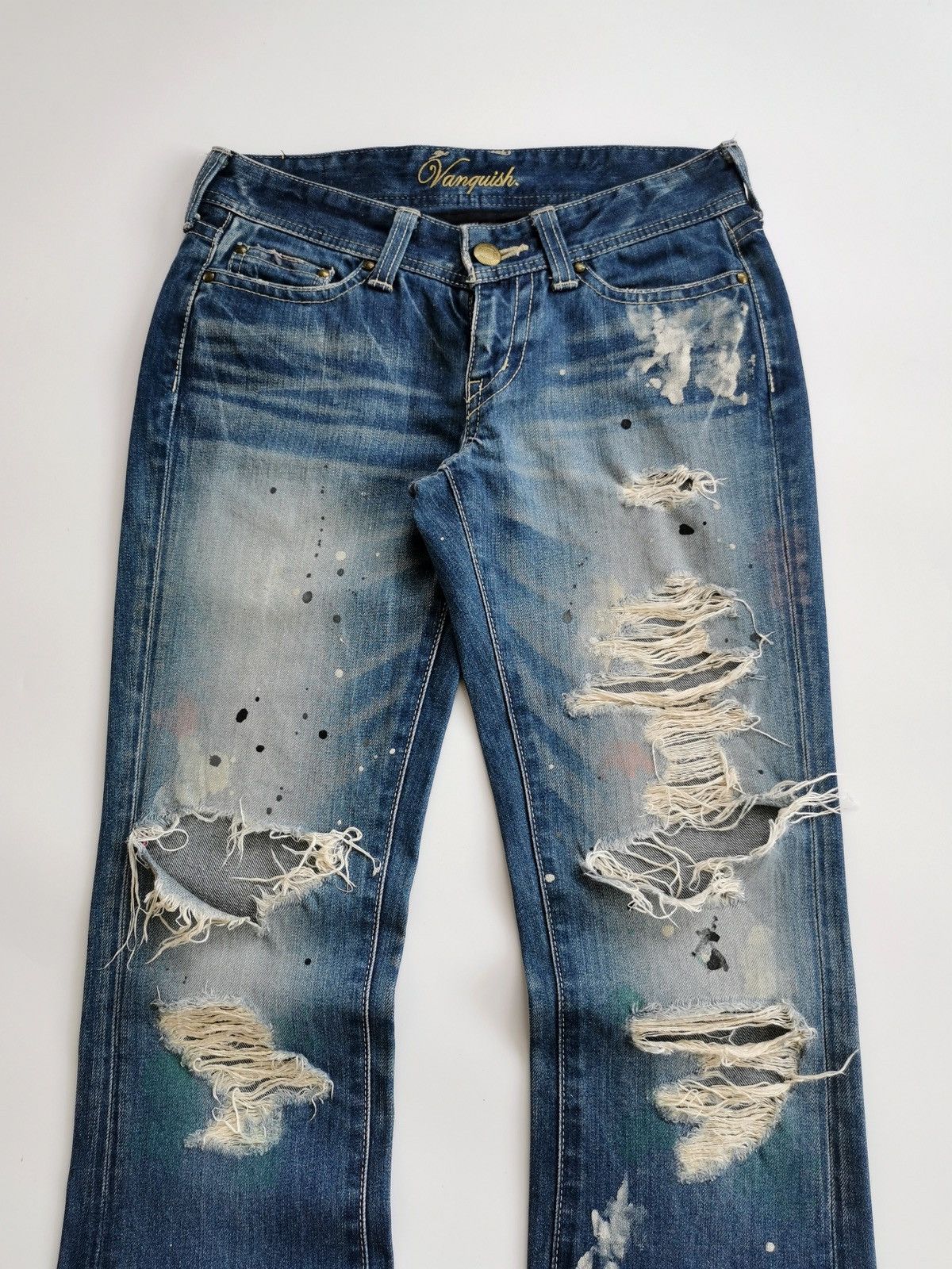 Fragment Design × Vanquish Bootcut Thrashed Vanquish Gold Denim Jeans Size US 29 - 5 Thumbnail