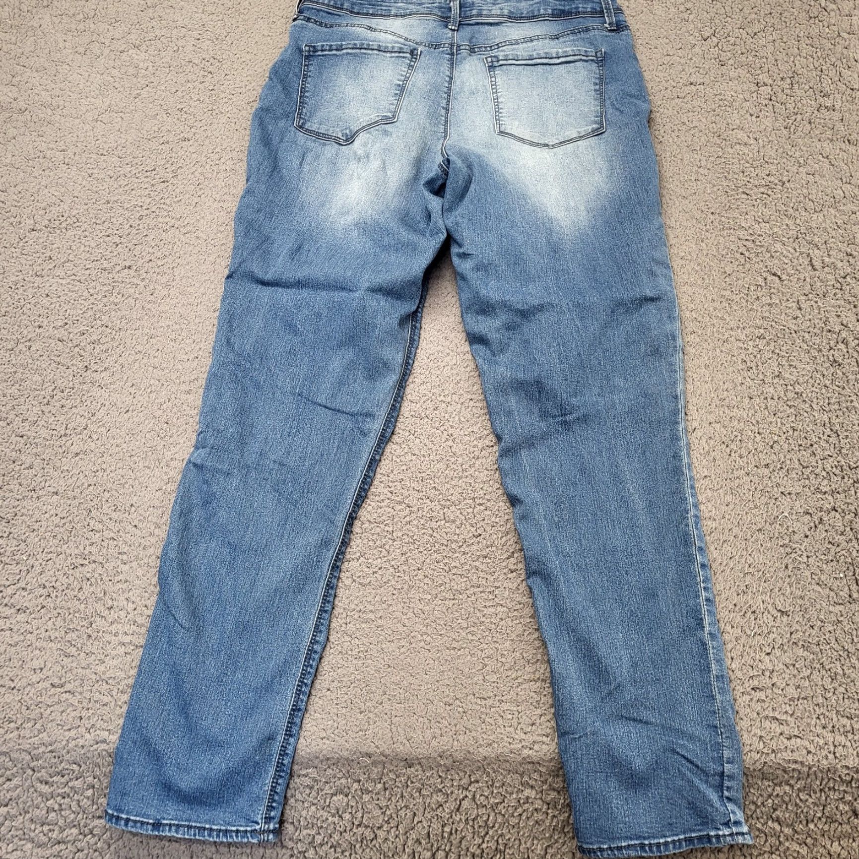 Vintage Black Daisy Kate Straight Leg Jeans Pants Womens 13/31 Light Faded Blue Floral Denim Size 34" / US 12 / IT 48 - 3 Thumbnail