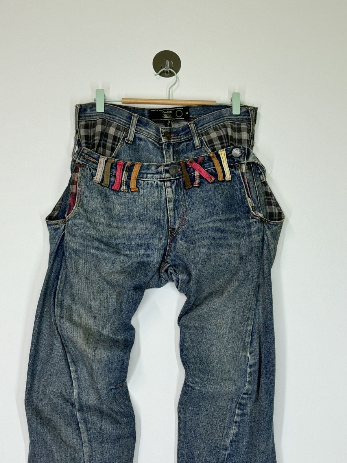 Japanese Brand BREATH MINT DOUBLE WAIST DISTRESSED DENIM PANTS Size US 32 / EU 48 - 3 Thumbnail