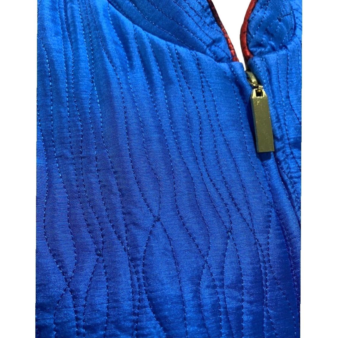 Vintage VINTAGE? (No) Large Carol Little Women's Blue SilK Quilted Full Zip Jacket L Blue Women Silk Full Zip Jacket Size L / US 10 / IT 46 - 4 Thumbnail