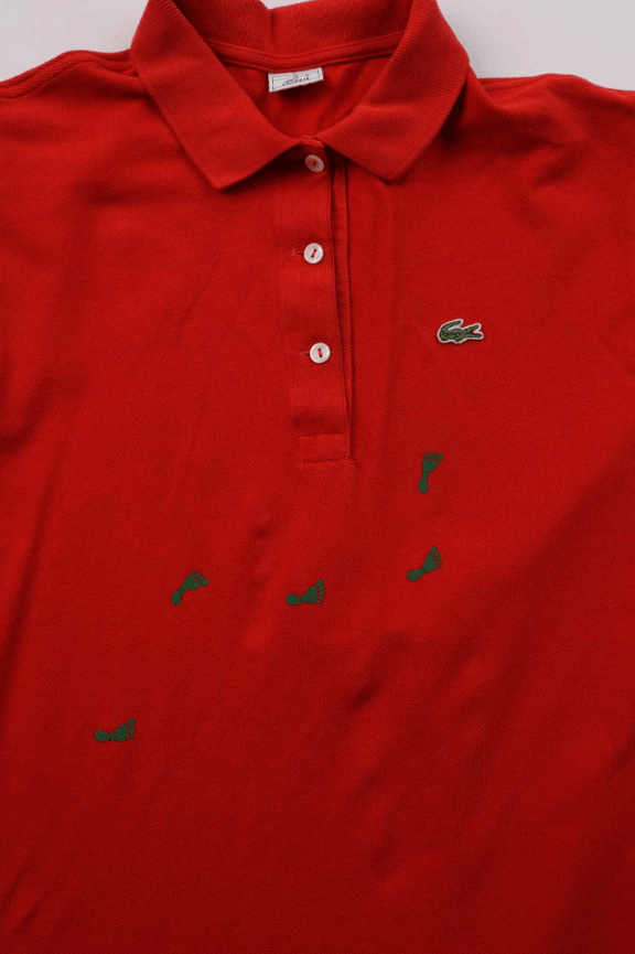 Lacoste Women's Lacoste Red Polo Shirt Green Footprint Size M Size M / US 6-8 / IT 42-44 - 2 Thumbnail