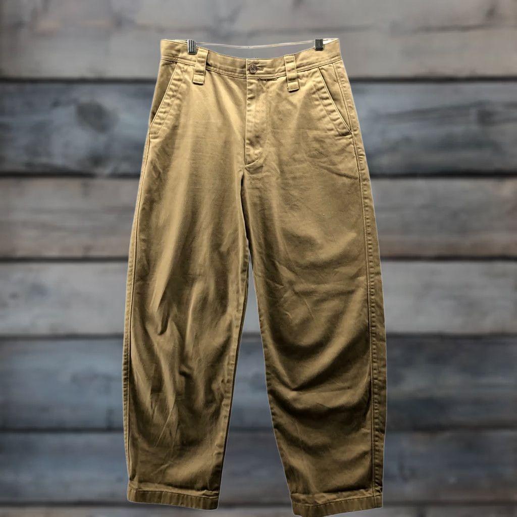 Uniqlo Uniqlo Wide Chino Pants Tan Baggy Relaxed Mens 28 Womens 28 Twill Cotton Pants Baggy Relaxed 28 Tan Chino Twill Mens Womens Grade A No N/A Size 28" / US 6 / IT 42 - 1 Thumbnail