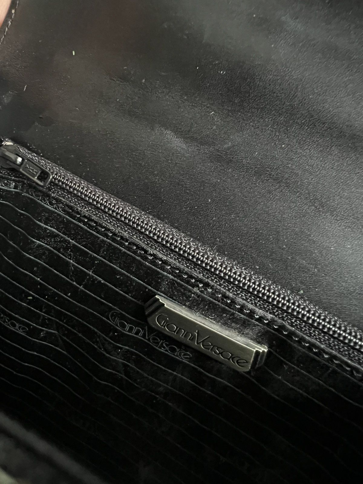 Genuine Leather × Versace 1980s Gianni Versace Croc Embossed Mayfair Top Handle Bag Size ONE SIZE - 10 Thumbnail