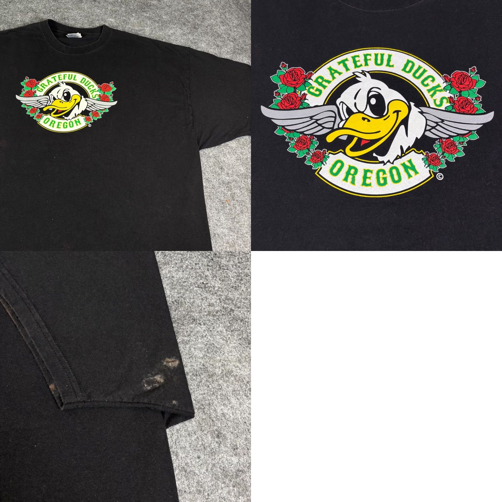Vintage Oregon Ducks Grateful Dead Shirt Mens 3XL Black Grateful Ducks Graphic Tee Size US XXL / EU 58 / 5 - 8 Thumbnail