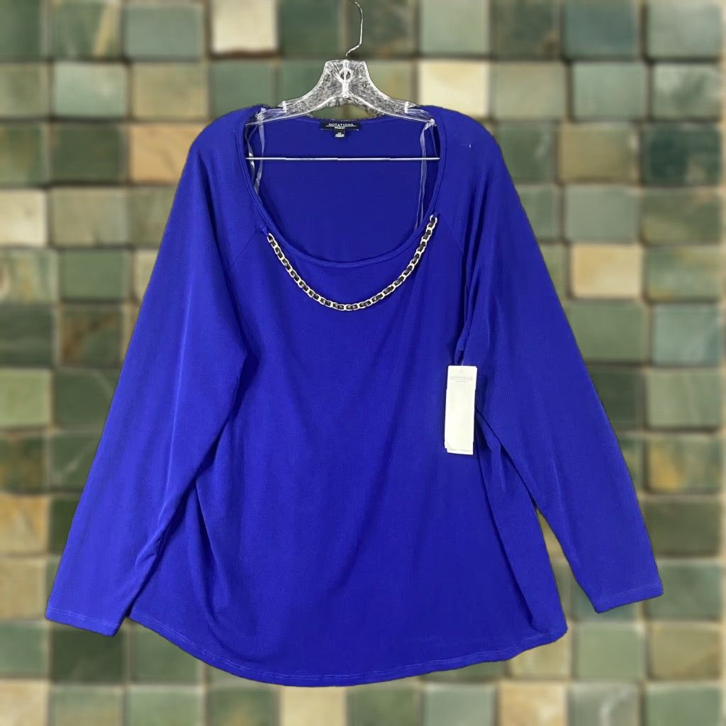 Vintage VINTAGE Notations Blouse Shirt Women 2X Long Sleeve Yellow Chain Black Pleather Size XXL / US 16-18 / IT 52-54 - 1 Thumbnail