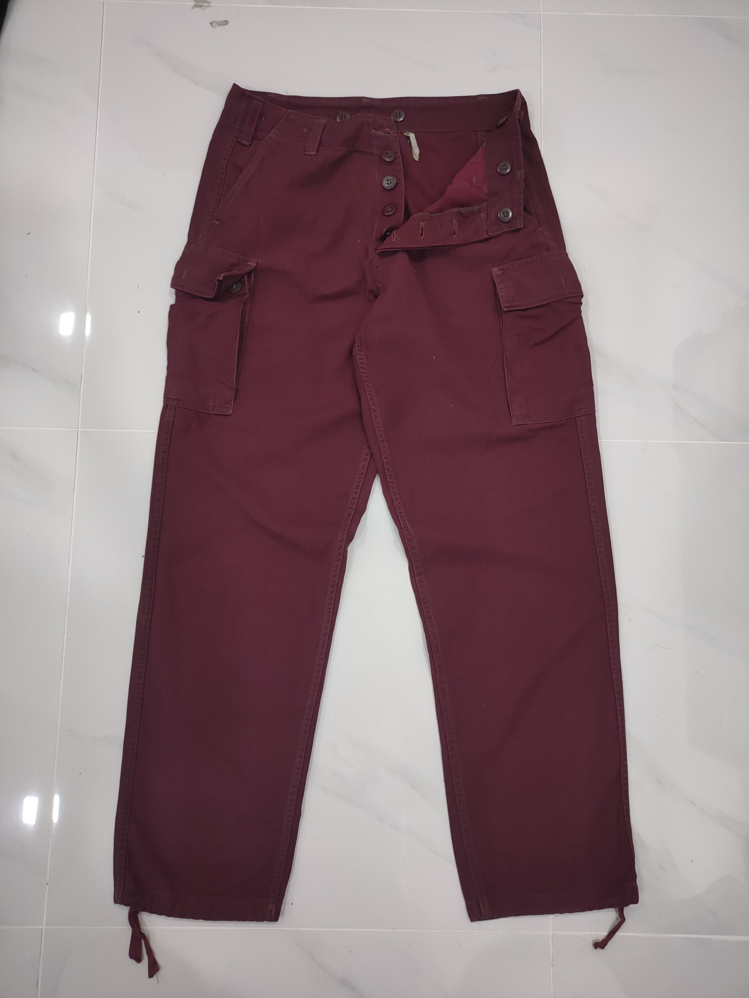 Japanese Brand VINTAGE BUTTON FLY MAROON BAGGY CARGO PANTS Size US 30 / EU 46 - 1 Thumbnail