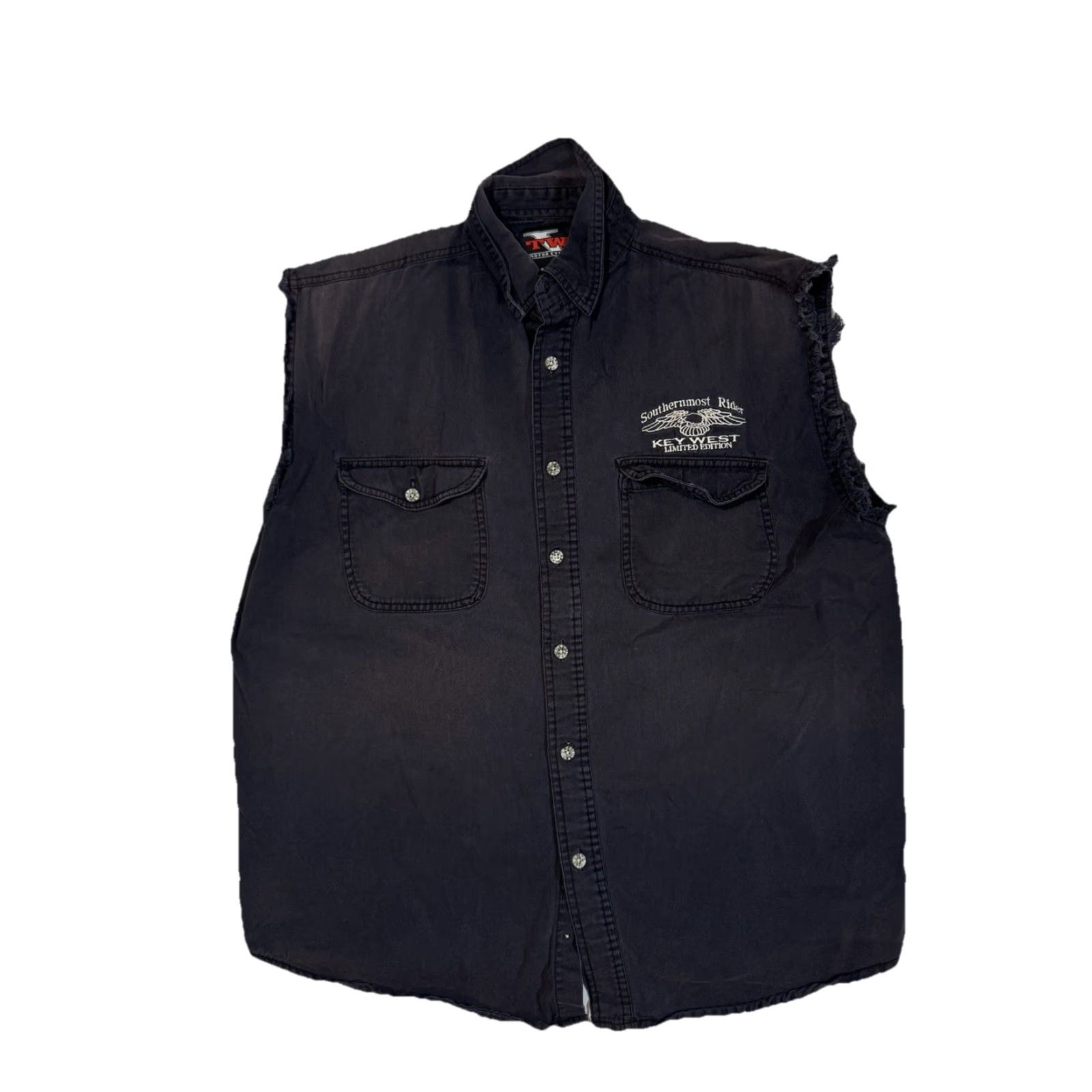 Vintage VINTAGE Key West Embroidered Black Cutoff Vest Button-Up Shirt L Men Sleeveless Size US L / EU 52-54 / 3 - 4 Thumbnail