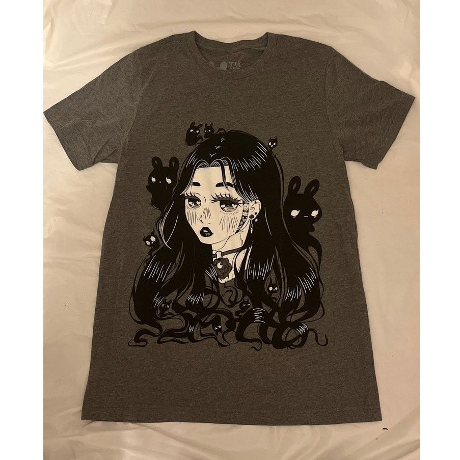Other Y2k Anime Girl Limited Edition T-Shirt, Gray, M, Cotton Size M / US 6-8 / IT 42-44 - 2 Thumbnail