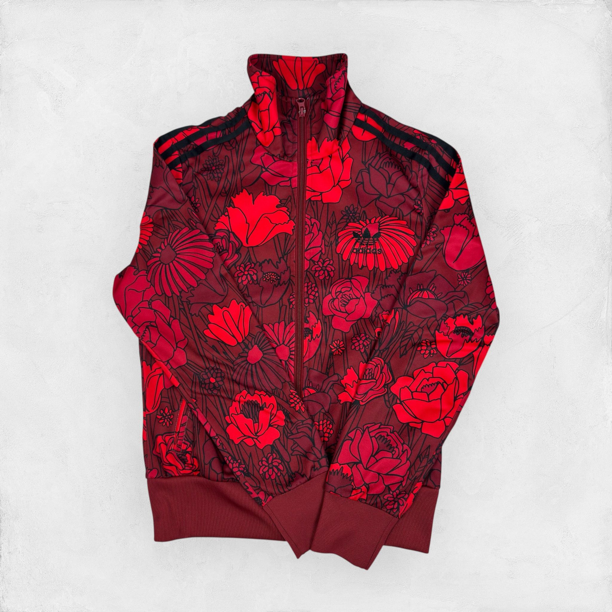Adidas Adidas Originals Firebird Women's Red Floral Track Jacket S Size S / US 4 / IT 40 - 3 Thumbnail