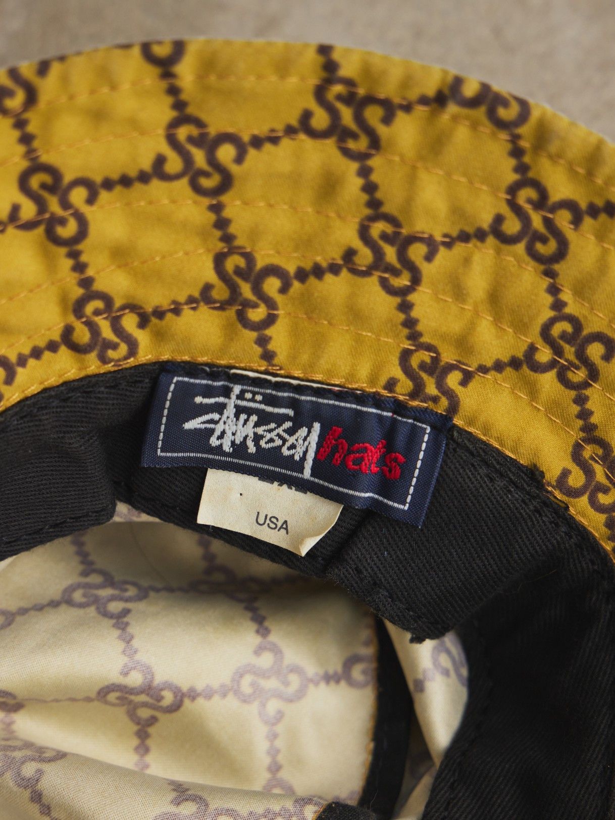 Stussy Old Stussy Gucci ' STUCCI ' RIP Bucket Hat Yellow Size ONE SIZE - 2 Thumbnail