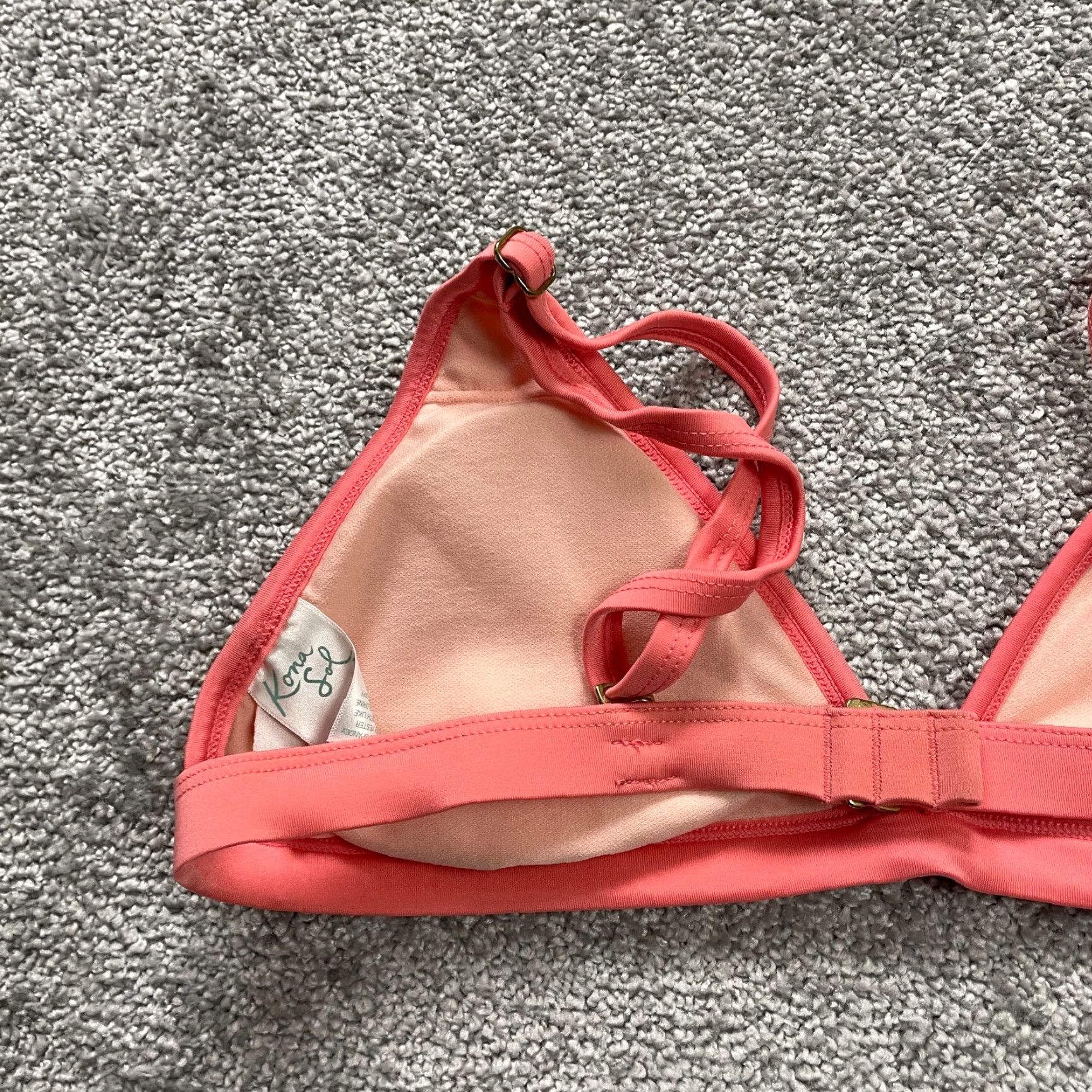 Vintage VINTAGE Kona Sol Women's Bikini Top M Peach Checkered Summer Beach Women Size M / US 6-8 / IT 42-44 - 3 Thumbnail