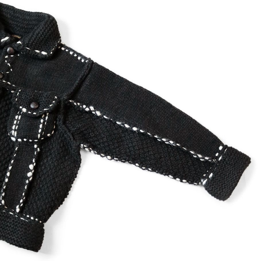 Kapital KAPITAL wool knit cowichan Jacket hand-knitted black new Size US XL / EU 56 / 4 - 8 Thumbnail