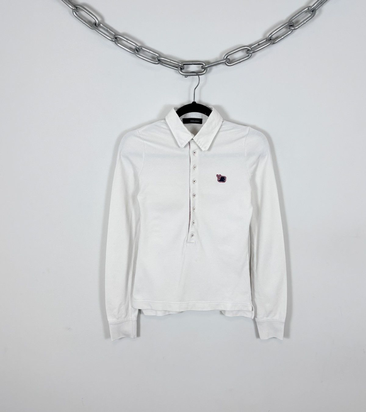 Dsquared2 Dsquared2 Women’s White Button Deep Placket Polo Shirt Size XS / US 0-2 / IT 36-38 - 1 Thumbnail