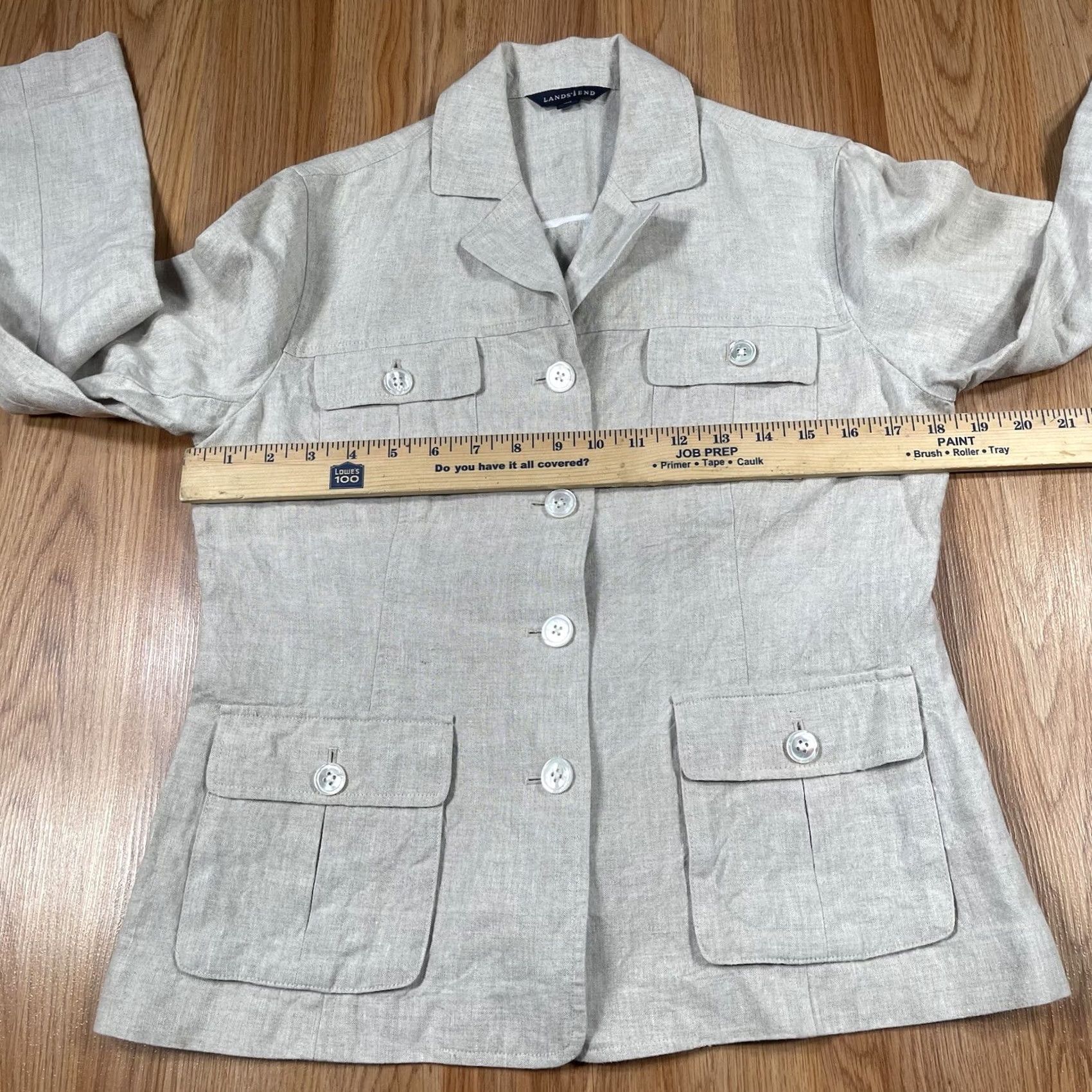 Vintage Lands’ End Blazer Woman’s 6 Beige 100% Linen Coat Jacket Full Front Button Shirt Womens Blazer Beige Linen 6 New title Size M / US 6-8 / IT 42-44 - 5 Thumbnail