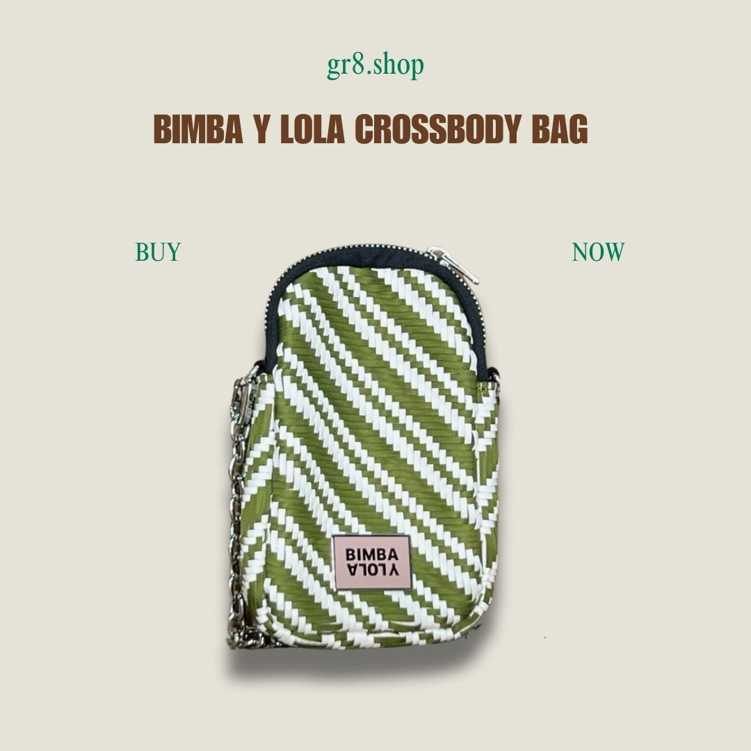 BIMBA Y LOLA Bimba Y Lola Green & White Striped Crossbody Bag With Chain Size ONE SIZE - 1 Thumbnail